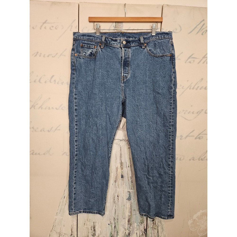 Levi's 501 Original Jeans 16W Medium Blue High‎ Rise Straight Leg Denim